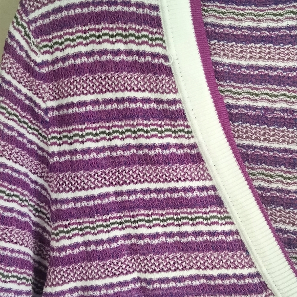 Veronica Beard Size Medium Purple Striped Women's V-neck Cardigan - Picture 5 of 10